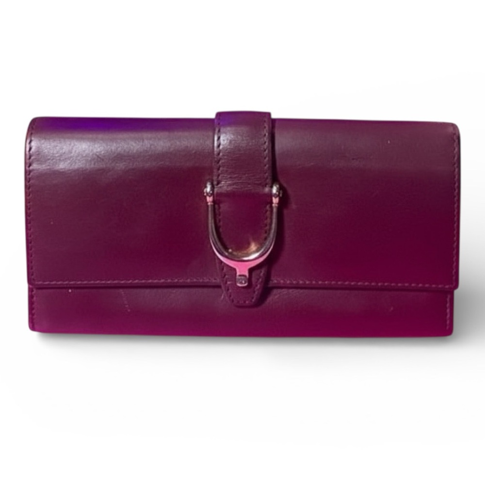 GUCCI Maroon w/Silver Hardware Leather Long Wallet, EUC - Picture 3 of 16